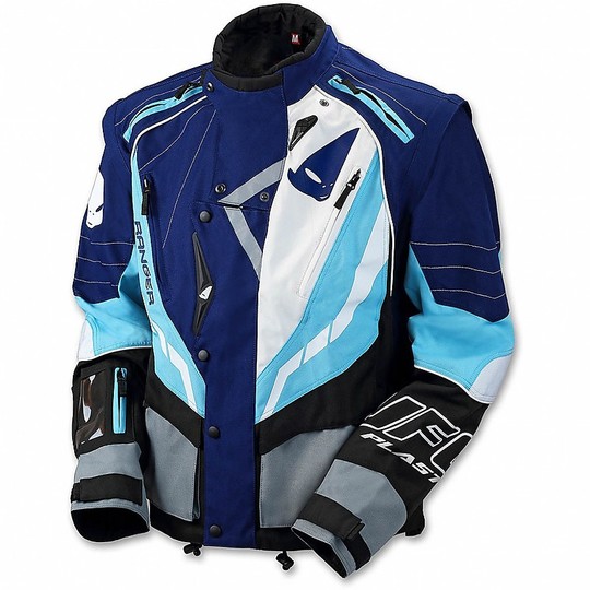 Ufo Jacket Cross Enduro Veste de moto avec manches détachables Bleu