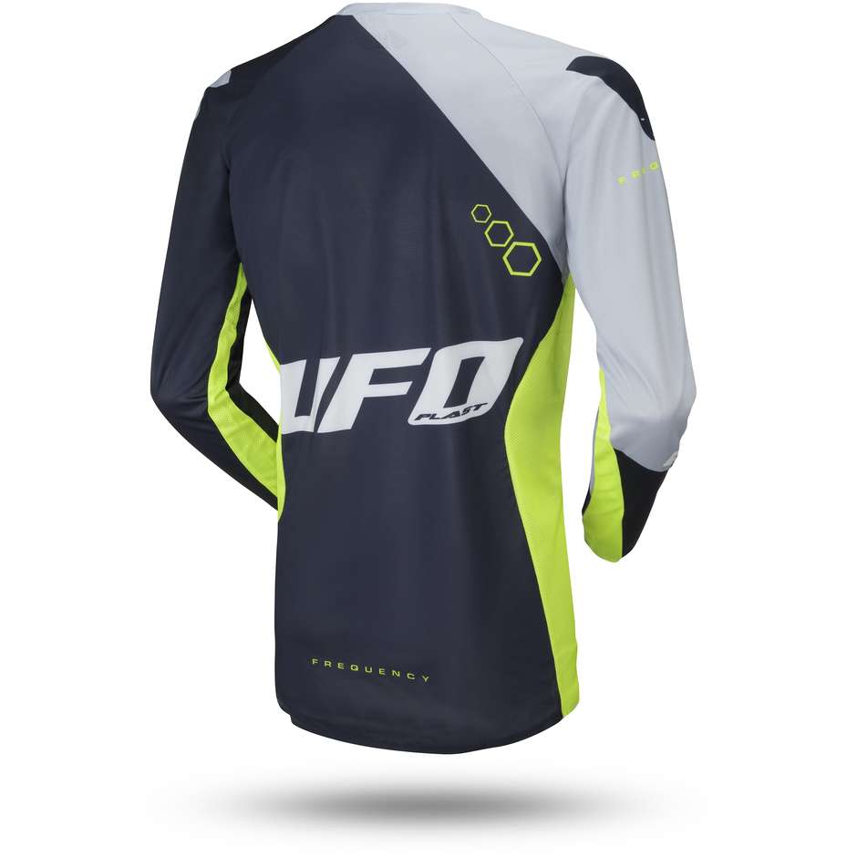 Ufo Slim Frequency Cross Enduro Motorcycle Jersey Blue Gray Yellow Fluo