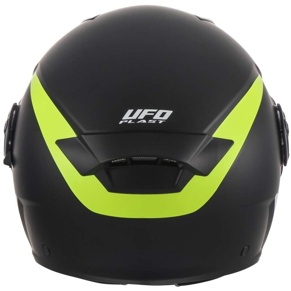 Ufo SPIRIT Urban Jet Motorcycle Helmet Black Yellow Fluo