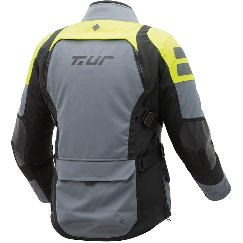 USHUAIA T-ur 3 Layer Fabric Motorcycle Jacket Gray Yellow Fluo
