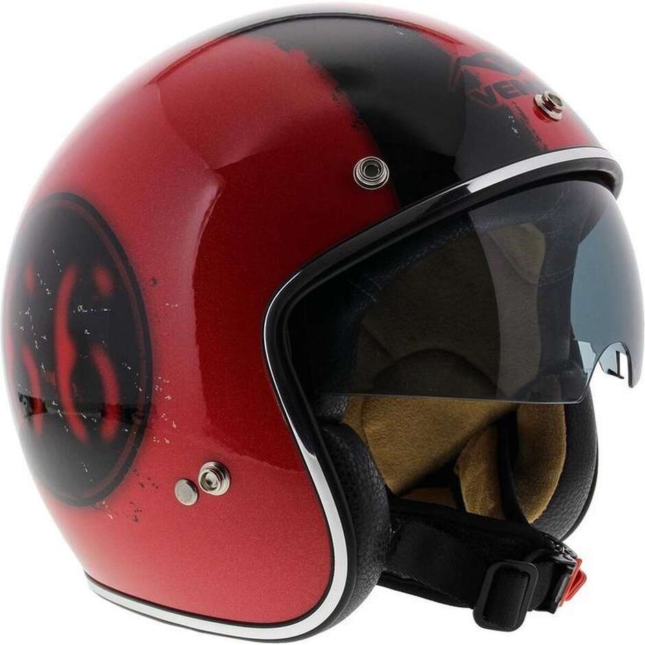 Vemar CHOPPER 66 JX21 Glossy Red Motorcycle Jet Helmet