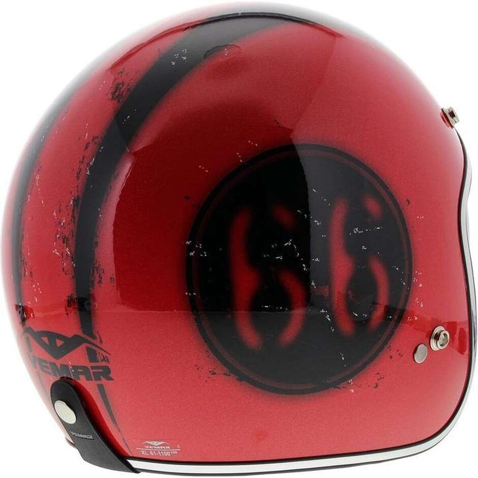 Vemar CHOPPER 66 JX21 Glossy Red Motorcycle Jet Helmet