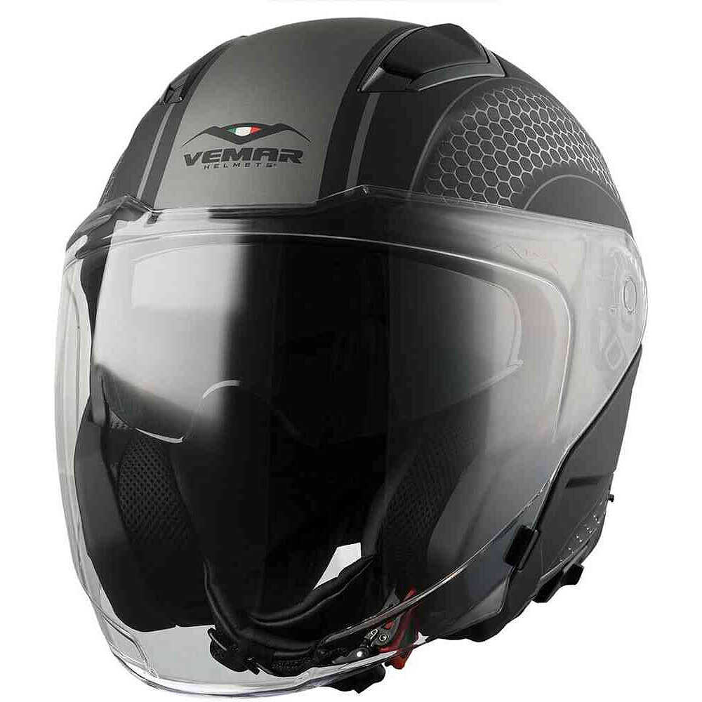 Vemar Feng Double Visor Hive Matt Gray Motorcycle Jet Helmet For Sale 