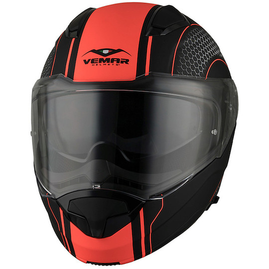 Vemar SHARKI Hive Modular Motorcycle Helmet Matte Black Orange