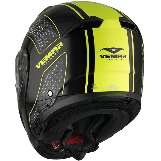 Vemar SHARKI Hive Modular Motorcycle Helmet Yellow Fluo Double Visor