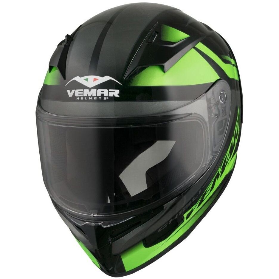 Vemar VH GHIBLI G022 Integral-Motorradhelm mit fluogrüner Basis