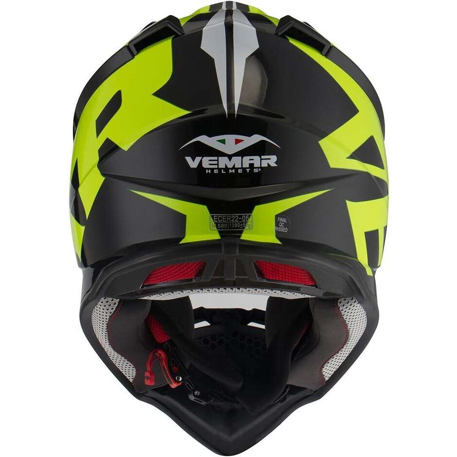 Vemar VH Taku Invasion Cross Enduro Motorcycle Helmet Black Fluo Yellow
