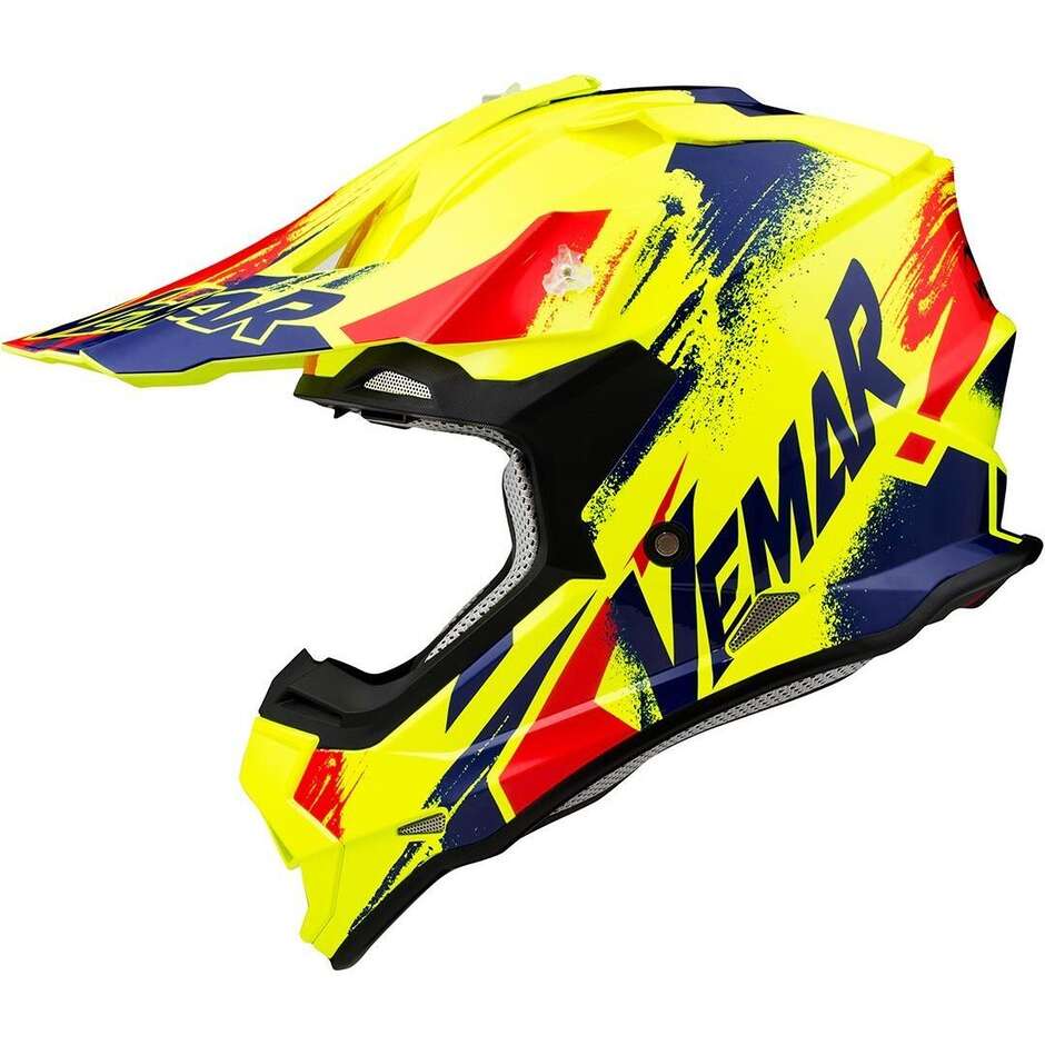 Vemar VH Taku Sketch Cross Enduro Motorcycle Helmet Blue Yellow Red