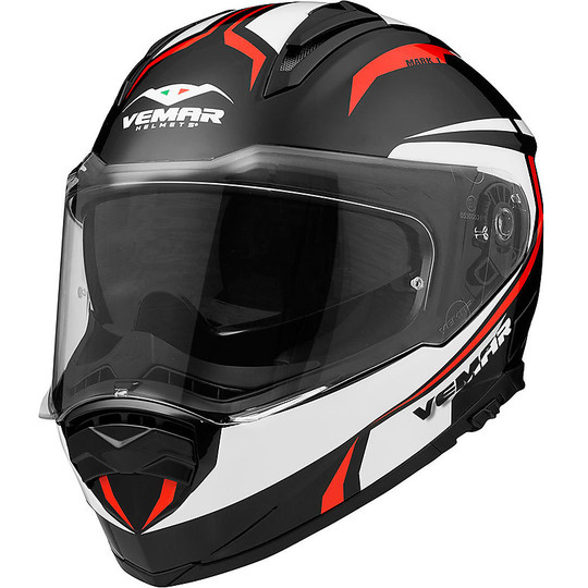 Vemar ZEPHIR Mark Z015 Full Face Motorcycle Helmet Black White Red
