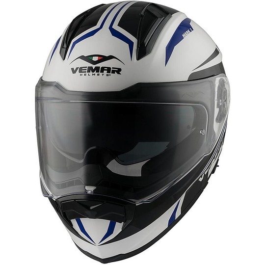 Vemar ZEPHIR Mark Z019 Full Face Motorcycle Helmet White Blue