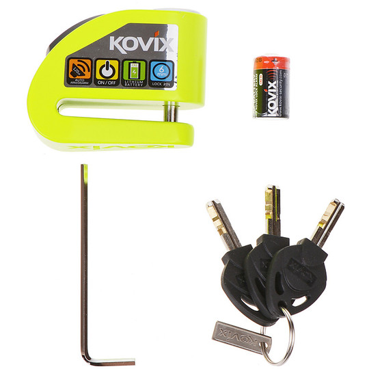 Verschluss-Motorrad-Alarm mit Ton KOVIX KD6 Zink-Legierung Stift 6 mm Gelb Fluo
