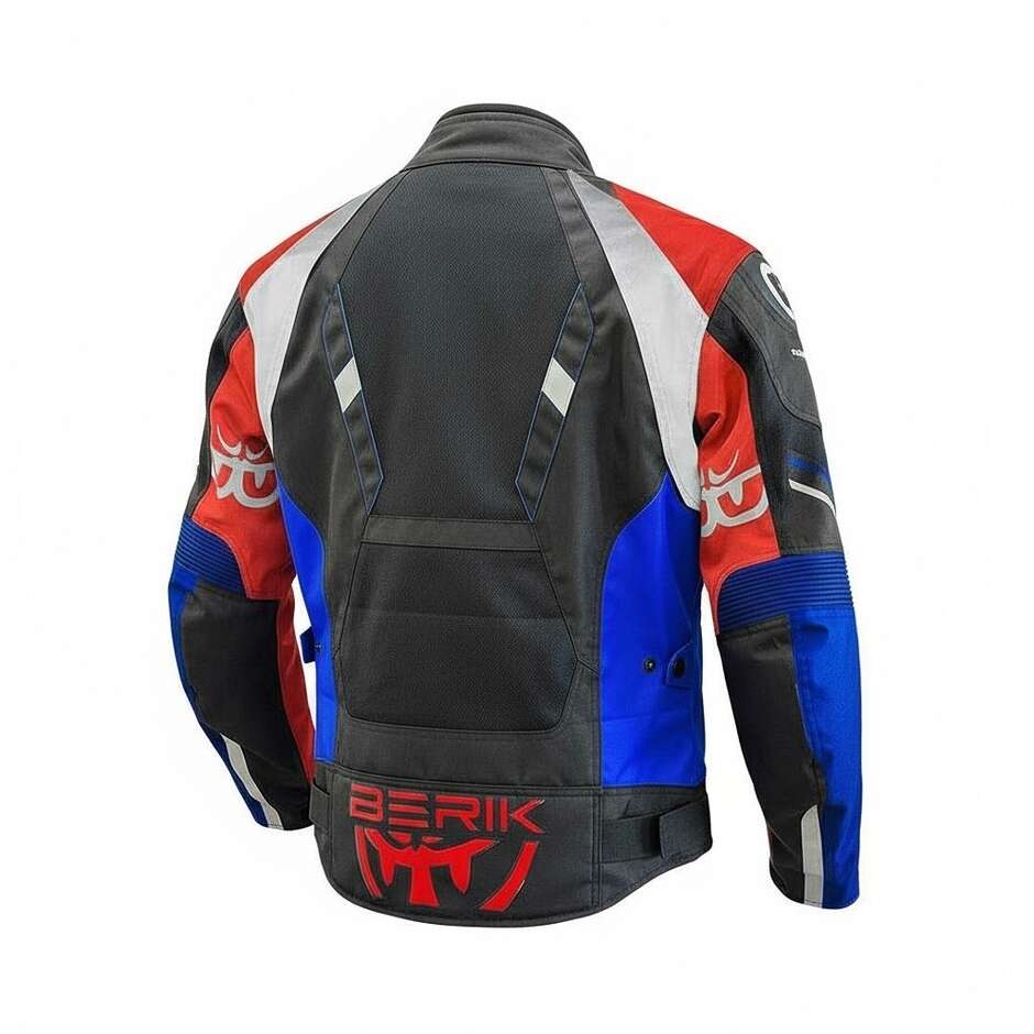 Veste de moto Berik 2.0 NJ-173315-IT en maille aérée perforée Noir Bleu Gris Rouge
