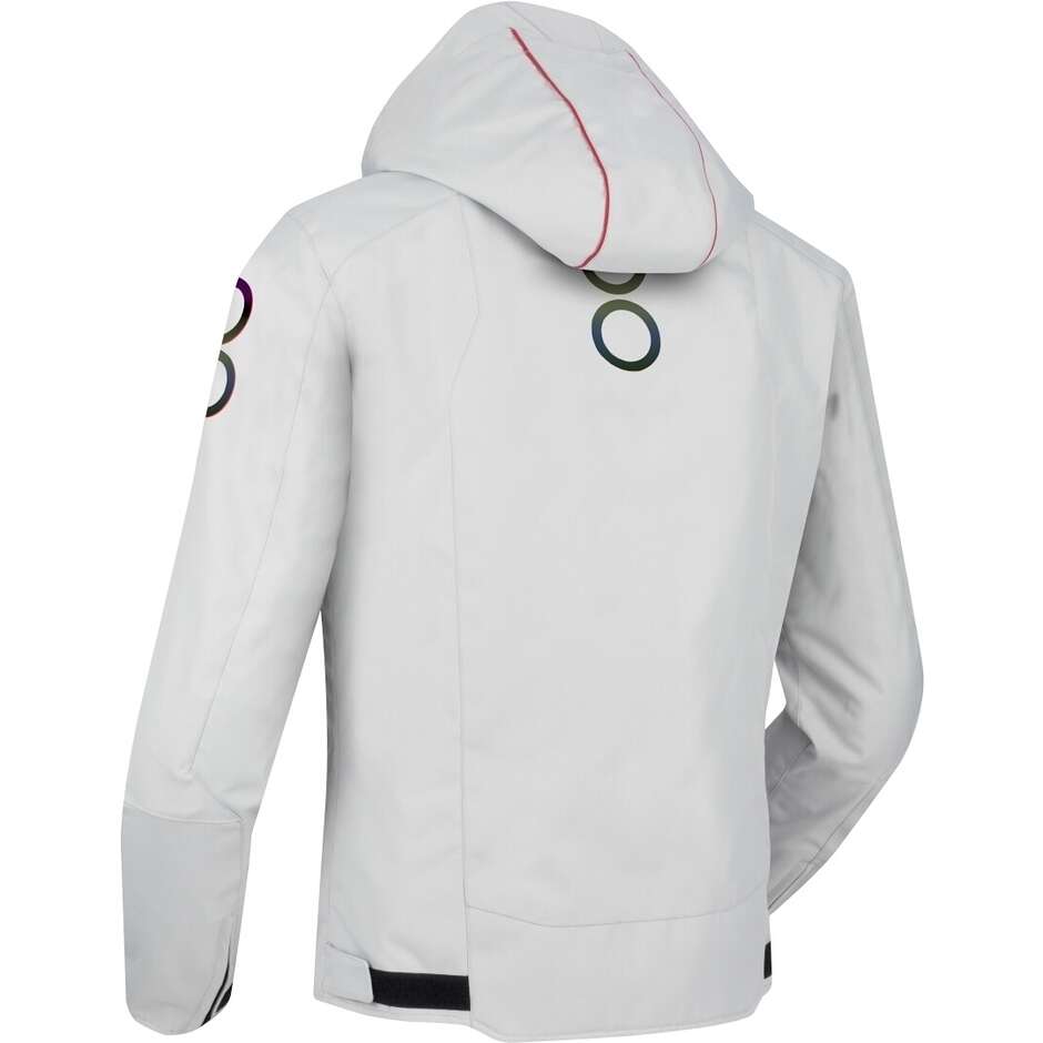 Veste de moto Bering WARWICK gris clair rouge