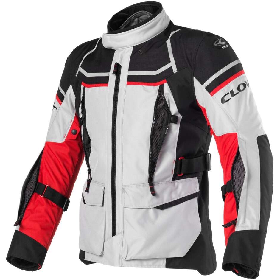 Veste de moto Clover OUTLAND 2 WP Gris Rouge Noir