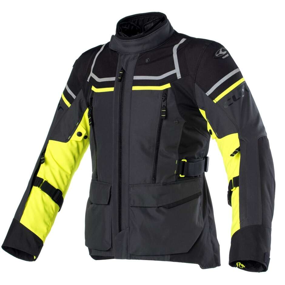 Veste de moto Clover OUTLAND 2 WP jaune gris foncé noir