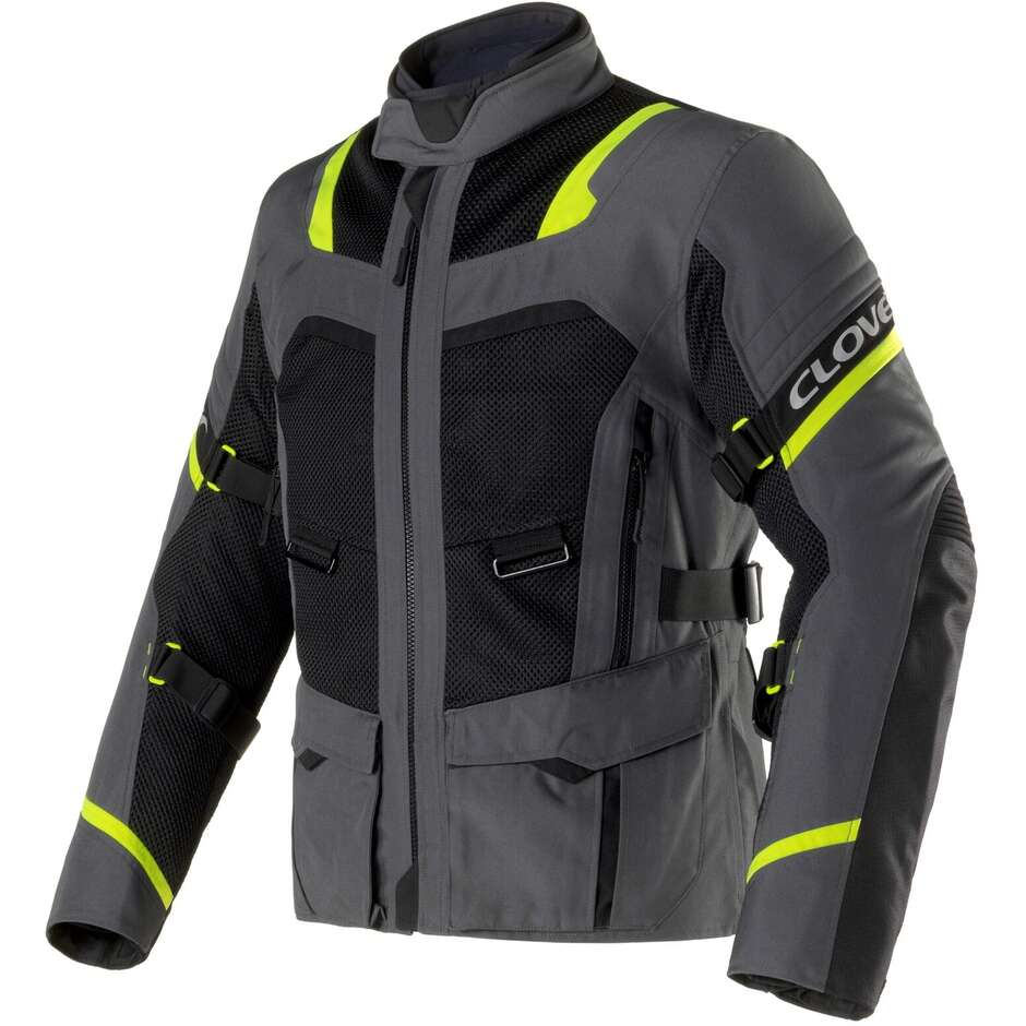 Veste de moto Clover VENTOURING 4 WP Jaune Gris foncé Noir