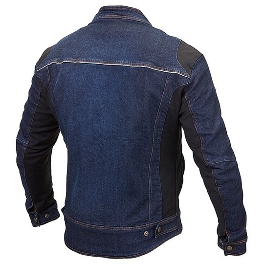 Veste de moto d'été en jean bleu Hevik London avec protections