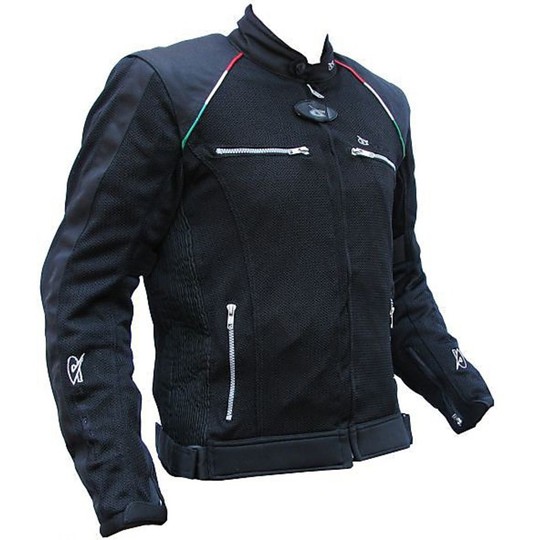 Veste de moto d'été perforée Giudici drapeau italien avec protections sans manches noir