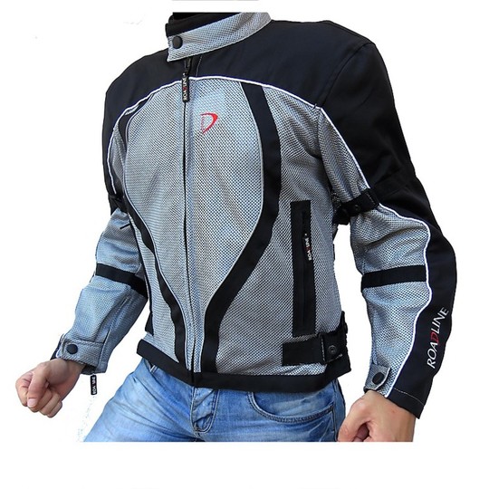 Veste de moto d'été perforée RoadLine Haker noir gris avec protections