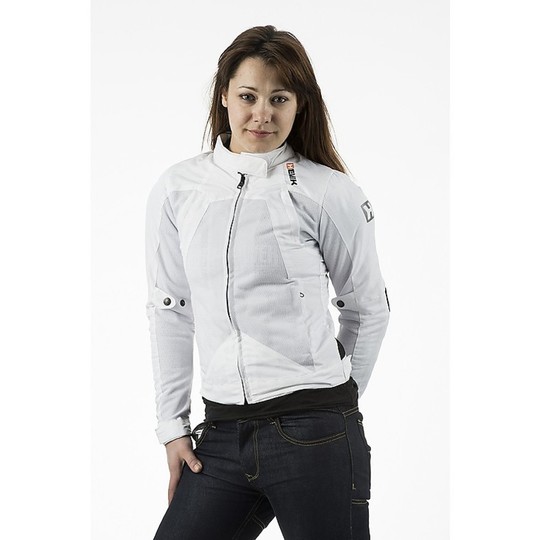 Veste de moto d'été pour femme en tissu blanc perforé Hevik ALFA