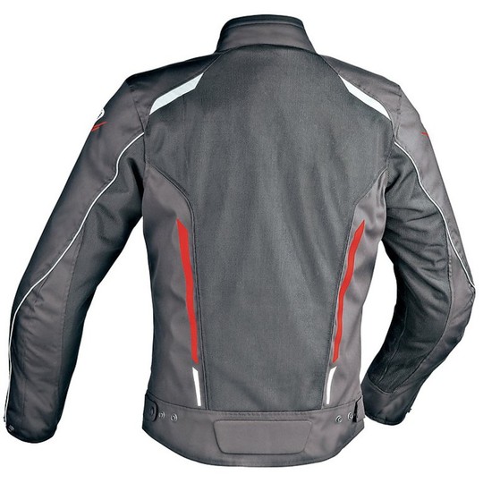 Veste de moto d'été technique en tissu Ixon COOLER noir blanc rouge