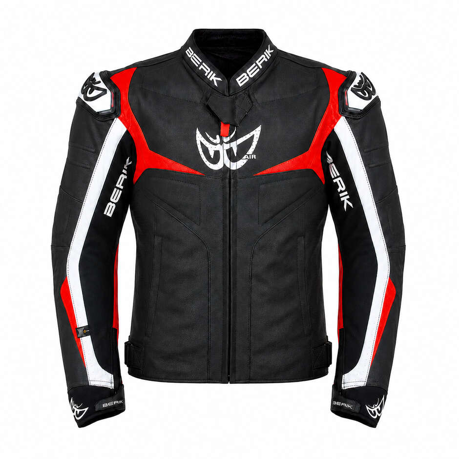Veste de moto en cuir Berik 2.0 Racing LJ 201314 Noir Rouge Blanc