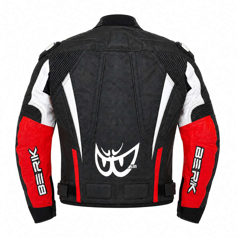 Veste de moto en cuir Berik 2.0 Racing LJ 201314 Noir Rouge Blanc
