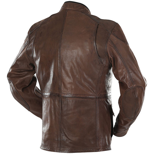 Veste de moto en cuir certifié avec chevauchement MAVERICK Marron