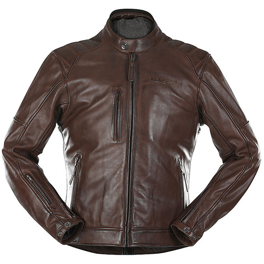 Veste de moto en cuir certifié par chevauchement brun JOHAN