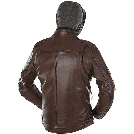 Veste de moto en cuir certifié par chevauchement brun JOHAN