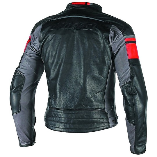 Veste de moto en cuir Dainese modèle BlackJack noir / rouge