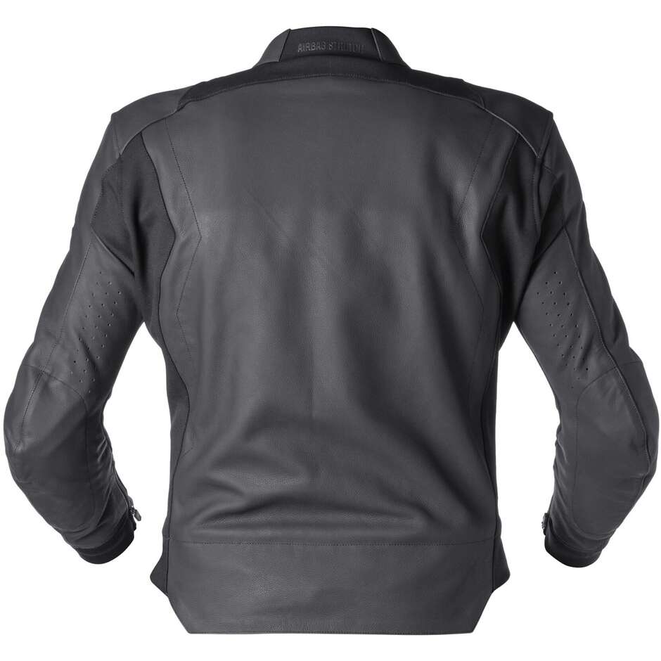 Veste de moto en cuir Gms GS-1 Veste en cuir noir