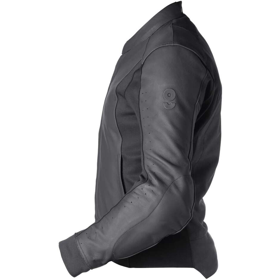 Veste de moto en cuir Gms GS-1 Veste en cuir noir