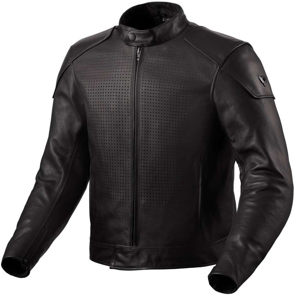 Veste de moto en cuir noir Rev'it MORGAN