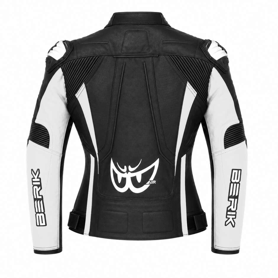 Veste de moto en cuir pour femme Berik 2.0 Racing LJ 201314L, noir et blanc