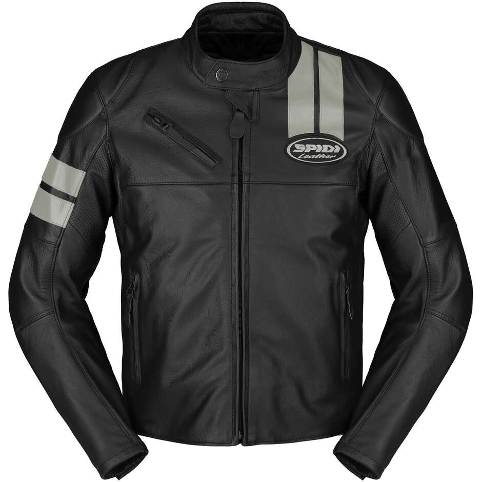 Veste de moto en cuir Spidi ROAR Black Ice