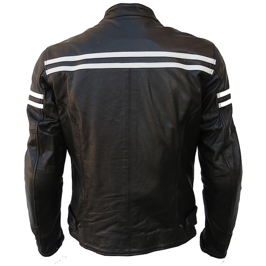 Veste De Moto En Cuir Technique Vintage TRAX Vieilli Très Doux Marron