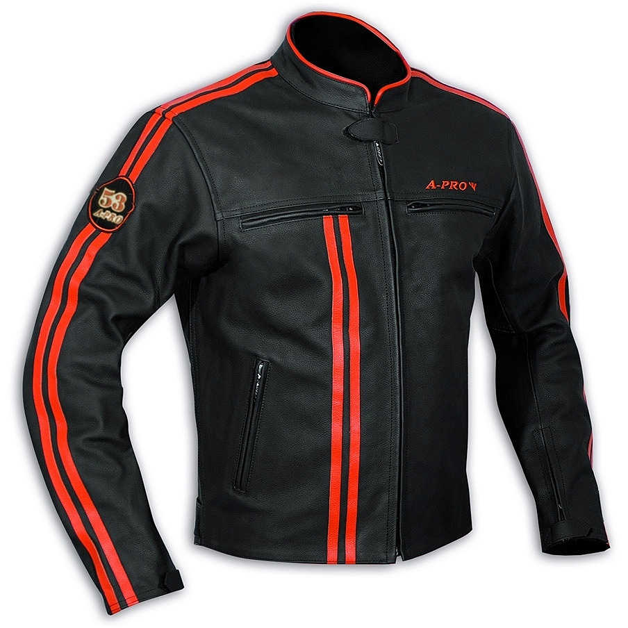 Veste de moto en cuir véritable orange A-Pro Bandidos Vente en 