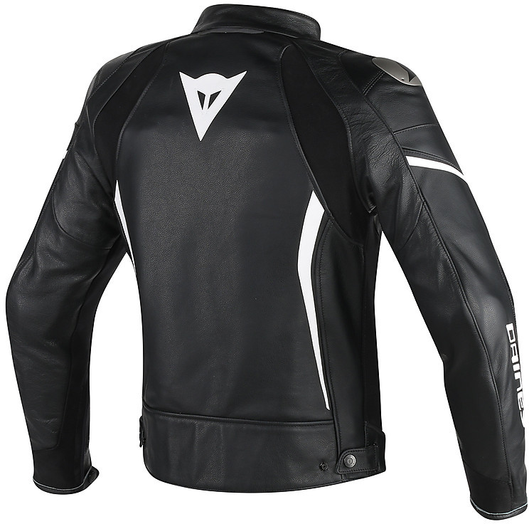 Veste de moto en cuir v ritable Dainese mod le Assen blanc noir