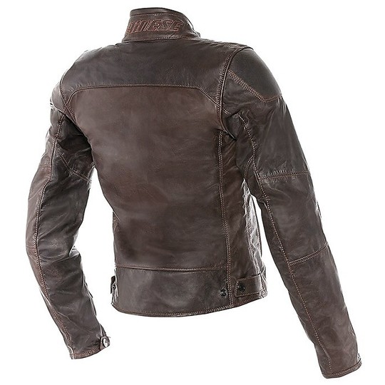 Veste de moto en cuir véritable Dainese modèle Mike Lady marron foncé