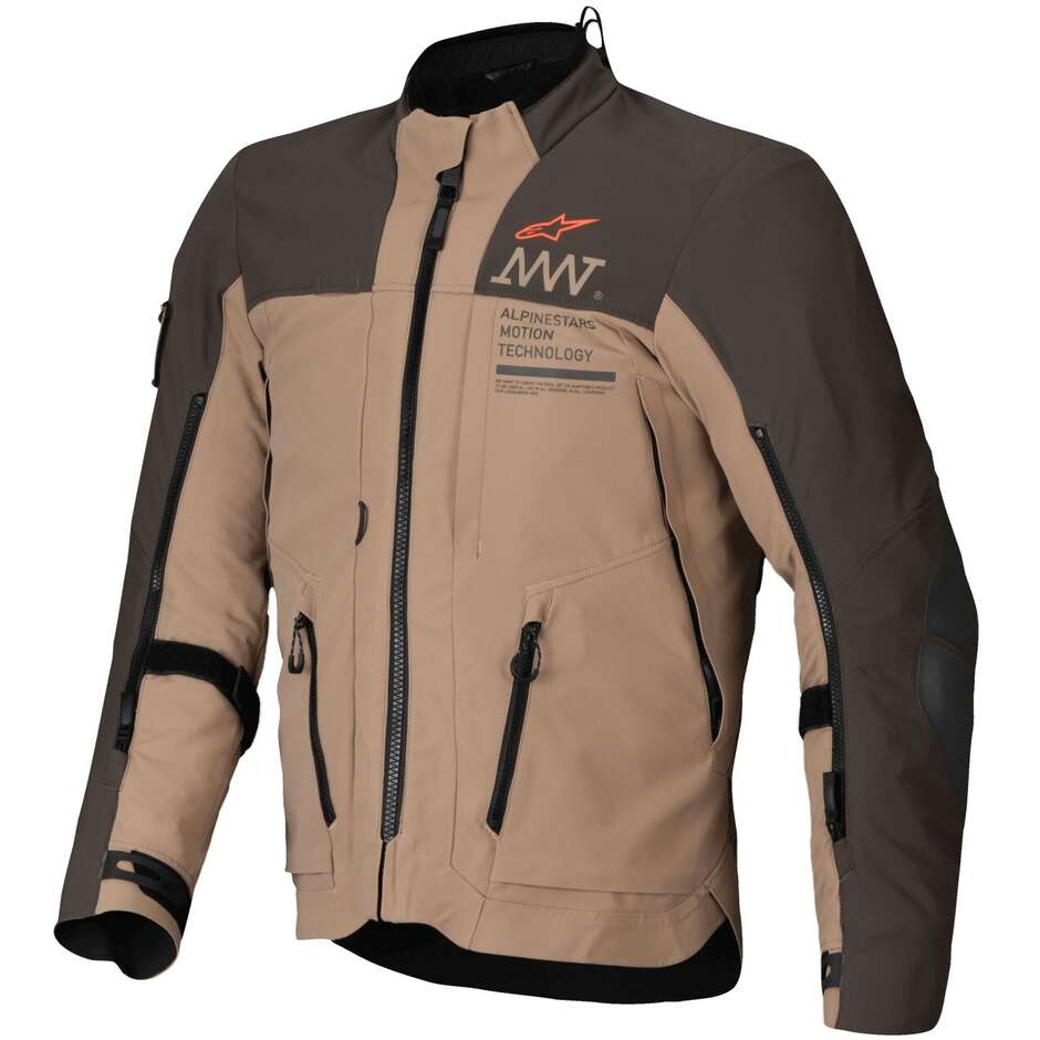 Veste de moto en tissu Alpinestars AMT-8 STRETCH DRYSTAR XF marron foncé kaki