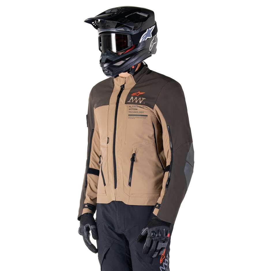 Veste de moto en tissu Alpinestars AMT-8 STRETCH DRYSTAR XF marron foncé kaki