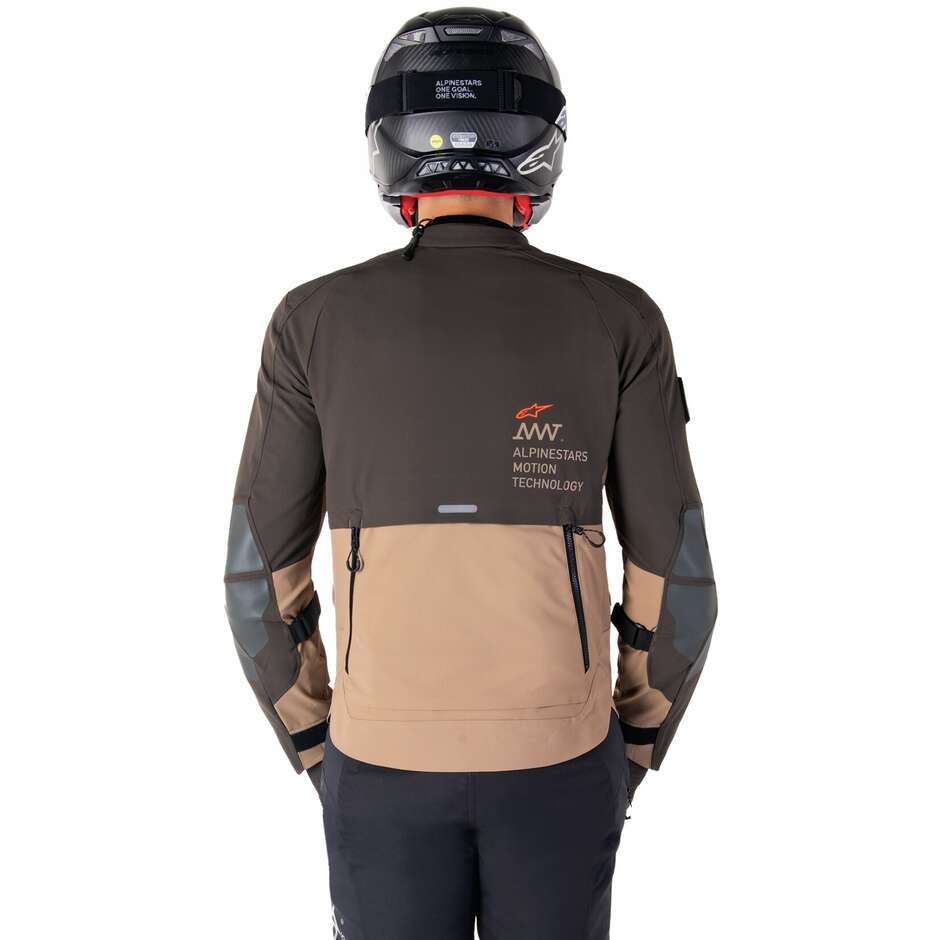 Veste de moto en tissu Alpinestars AMT-8 STRETCH DRYSTAR XF marron foncé kaki