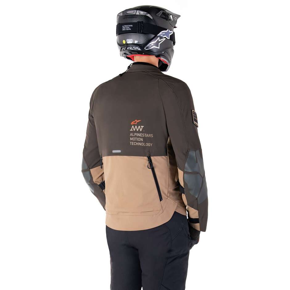 Veste de moto en tissu Alpinestars AMT-8 STRETCH DRYSTAR XF marron foncé kaki