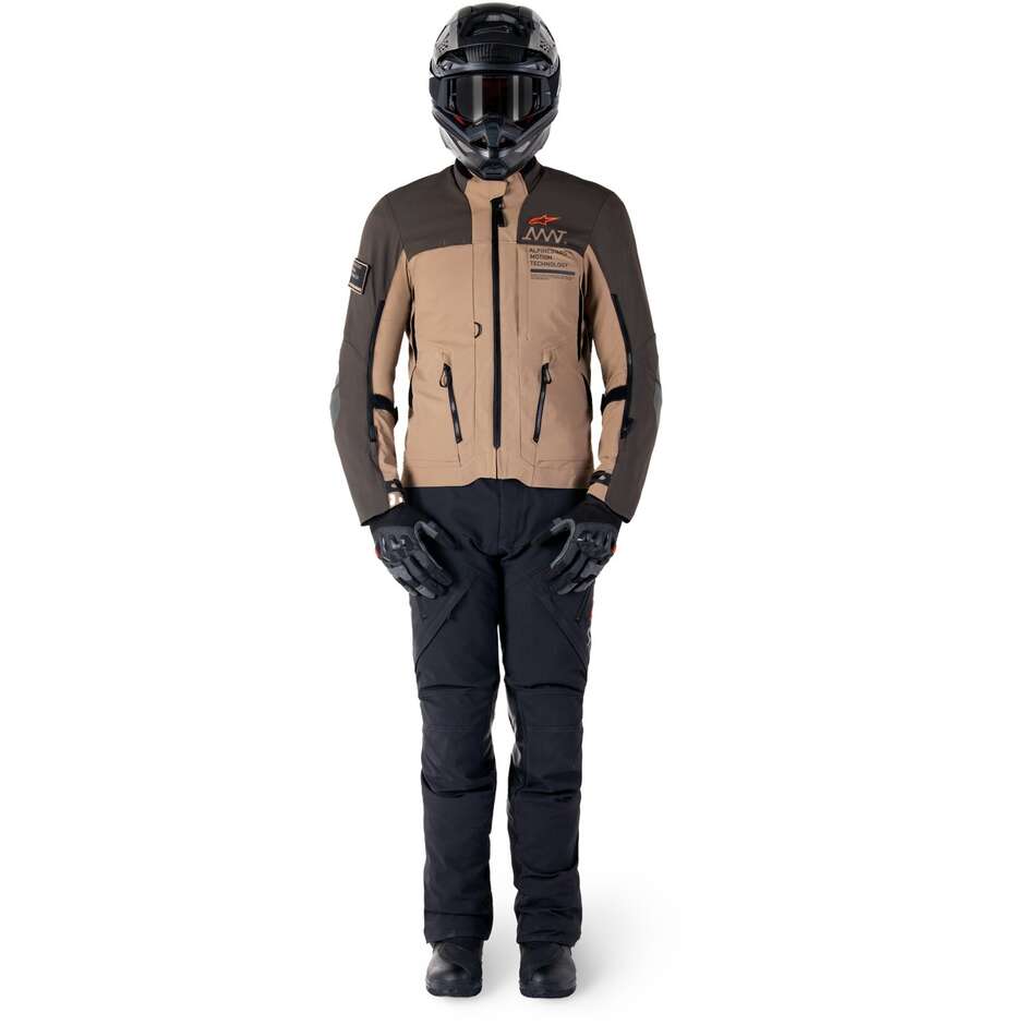 Veste de moto en tissu Alpinestars AMT-8 STRETCH DRYSTAR XF marron foncé kaki
