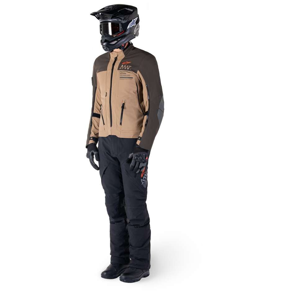 Veste de moto en tissu Alpinestars AMT-8 STRETCH DRYSTAR XF marron foncé kaki