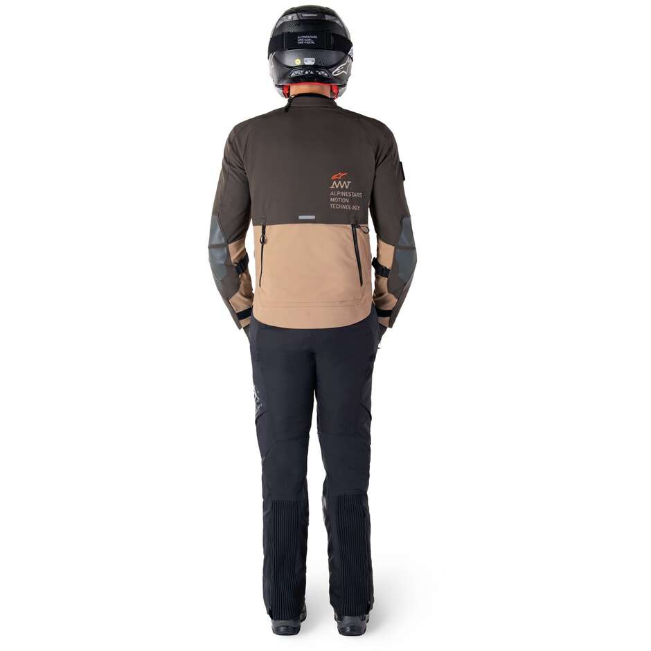 Veste de moto en tissu Alpinestars AMT-8 STRETCH DRYSTAR XF marron foncé kaki