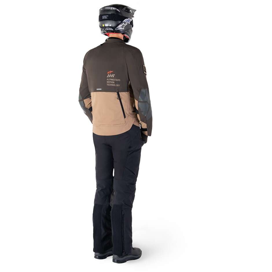 Veste de moto en tissu Alpinestars AMT-8 STRETCH DRYSTAR XF marron foncé kaki