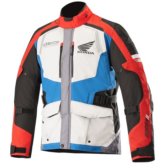 Veste de moto en tissu Alpinestars ANDES v2 Drystar gris rouge bleu