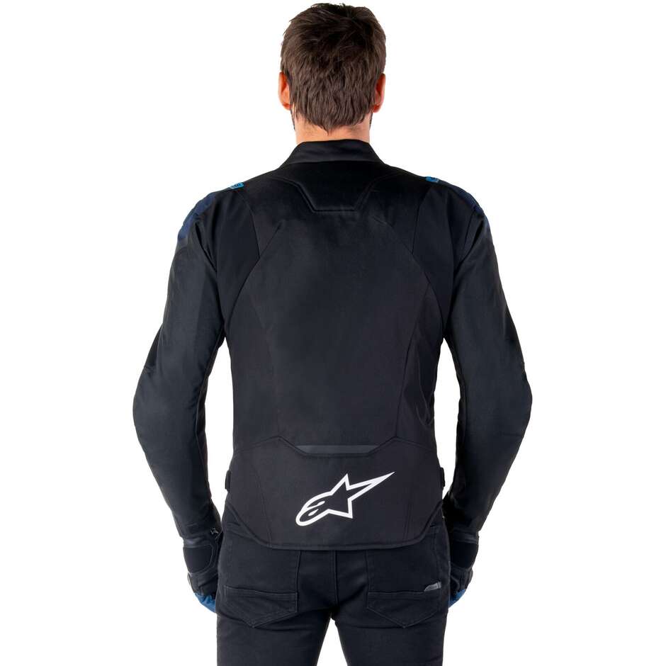 Veste de moto en tissu Alpinestars T-JAWS V4 WP noir foncé bleu bleu joyeux